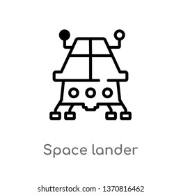 outline space lander vector icon. isolated black simple line element illustration from astronomy concept. editable vector stroke space lander icon on white background