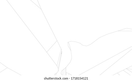 
outline for space sketching, 3D visualization., landscape architectural form