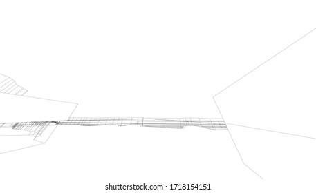 
outline for space sketching, 3D visualization., landscape architectural form
