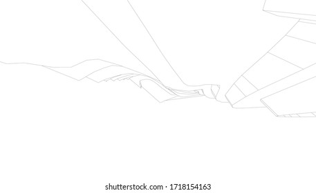 
outline for space sketching, 3D visualization., landscape architectural form
