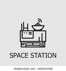 Outline space station vector icon. Space station illustration for web, mobile apps, design. Space station vector symbol.
