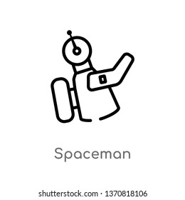 outline spaceman vector icon. isolated black simple line element illustration from astronomy concept. editable vector stroke spaceman icon on white background