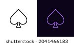 Outline spade suit icon, with editable stroke. Linear spades sign, card suit silhouette. Poker playroom, card game and trick, poker tournament. Vector icon, sign, symbol for UI and Animation