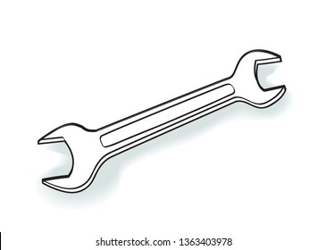 outline spanner vector isolated on white background