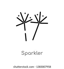 outline sparkler vector icon. isolated black simple line element illustration from india and holi concept. editable vector stroke sparkler icon on white background