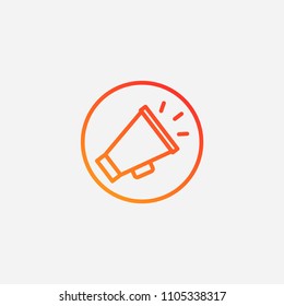 Outline speaker icon,gradient illustration,vector megaphone sign symbol