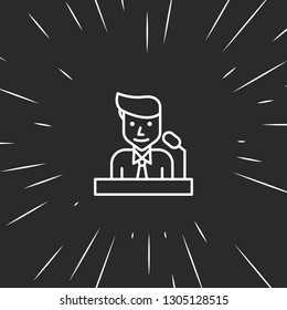 Outline speaker on tribune icon illustration isolated vector sign symbol