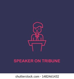 Outline speaker on tribune icon.speaker on tribune vector illustration. Symbol for web and mobile