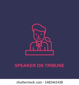 Outline speaker on tribune icon.speaker on tribune vector illustration. Symbol for web and mobile