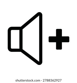 Outline speaker volume up icon for audio control and increase with volume