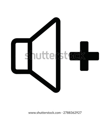 Outline speaker volume up icon for audio control and increase with volume