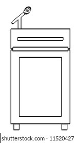 outline of speakers podium with microphone - vector