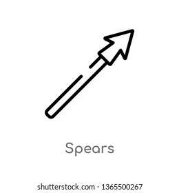 outline spears vector icon. isolated black simple line element illustration from miscellaneous concept. editable vector stroke spears icon on white background