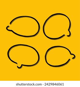 Outline speech bubble. Abstract Vector sketch hand drawn scribble Speech Bubbles Set. Black bubble isolated background.