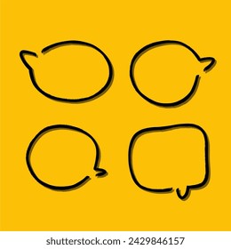 Outline speech bubble. Abstract Vector sketch hand drawn scribble Speech Bubbles Set. Black bubble isolated background.