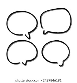 Outline speech bubble. Abstract Vector sketch hand drawn scribble Speech Bubbles Set. Black bubble isolated background.