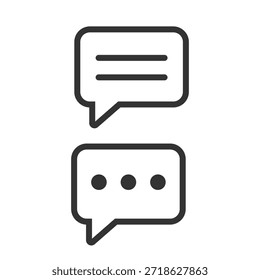 Ilustración vectorial de diseño de estilo plano aislado icono de burbuja de discurso de contorno sobre fondo blanco.