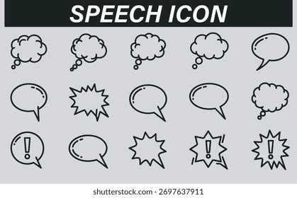 Outline Speech Bubble Icon Pack - Chat de Vector, Elementos de diálogo y cómic, archivo de Vector.