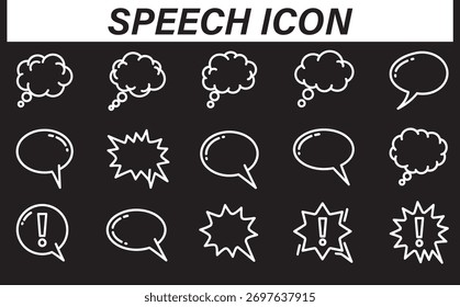 Outline Speech Bubble Icon Pack - Chat de Vector, Elementos de diálogo y cómic, archivo de Vector.
