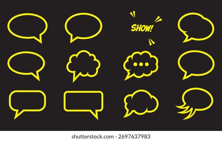 Outline Speech Bubble Icon Pack - Chat de Vector, Elementos de diálogo y cómic, archivo de Vector.