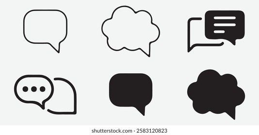 "Outline Speech Bubble Icon for Text Messaging and Chat Applications in Minimalist Design"