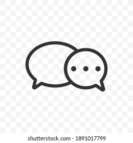 Outline speech bubble icon vector illustration isolated sign symbol - black and white style in transparent background.