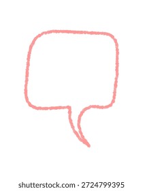 Umreißen Sie die Sprechblase im Soft Chalk Stil. Chatbox-Symbol mit rosafarbenem Nachrichten-Textfeld und Sprechblase, sauberes Design für Messaging oder Konversationsvorlage. Moderner Pastellstil und einfache Form.