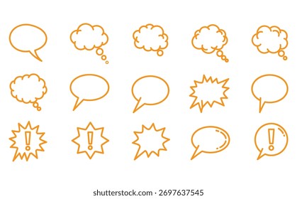 Outline Speech Bubble Yellow Icon Pack - Vector Chat, Dialogue and Comic Elements, Vector File.