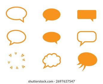 Gliederungssprachblase Gelbes Symbolpaket - Vektorchat, Dialog- und Comic-Elemente, Vektordatei.