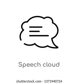 outline speech cloud vector icon. isolated black simple line element illustration from communications concept. editable vector stroke speech cloud icon on white background