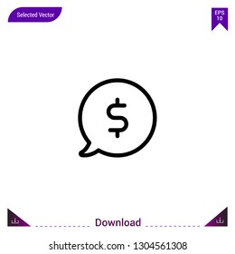 Outline speech-bubble icon isolated on white background. Line pictogram. mobile application, logo, user interface. Editable stroke. EPS10 format vector