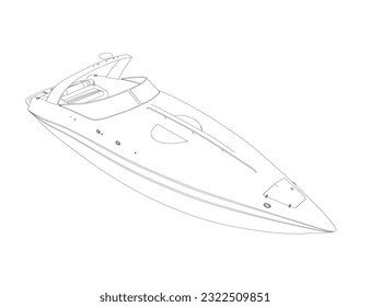 Outline Speedboat isolated vector illustration. Luxury and expensive boat.