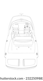 Outline Speedboat isolated vector illustration. Luxury and expensive boat.