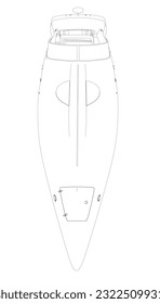 Dibujo vectorial aislado de desdoblamiento. Barco caro y de lujo.
