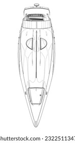 Outline Speedboat isolated vector illustration. Luxury and expensive boat.