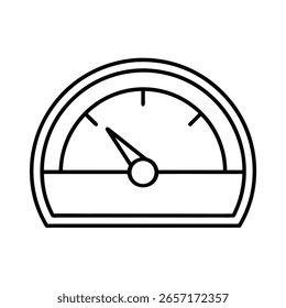 Outline speedometer icon with needle pointing left on gauge dial