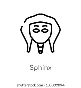 outline sphinx vector icon. isolated black simple line element illustration from history concept. editable vector stroke sphinx icon on white background