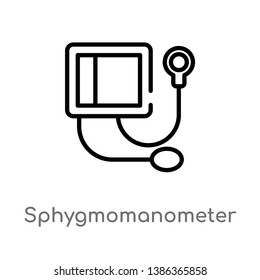 outline sphygmomanometer vector icon. isolated black simple line element illustration from health and medical concept. editable vector stroke sphygmomanometer icon on white background