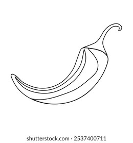 
Outline of spicy purple chili isolated on white background. Outline image of pepper for child's leisure. Coloring. Vector illustration.