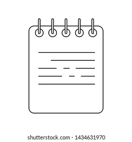 Outline spiral notebook isolated on white background. Diary for business. School notebook.  Simple vector design illustration