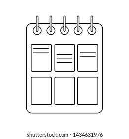 Outline spiral notebook isolated on white background. School notebook. Diary for business. Simple vector design illustration