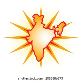Esquema del mapa de estilo de salpicadura de India establecido sobre un fondo blanco