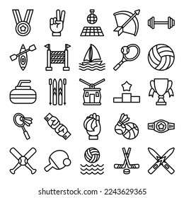 outline sports icon set, with modern and simple style