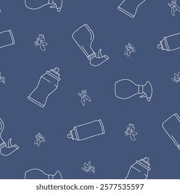 Outline Spray Fly Insect Vector Seamless Pattern illustration Design