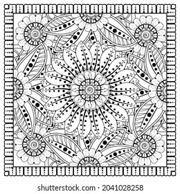 Umrissfarbene quadratische Blumenmuster im Stile des Modernismus für die Färbung der Buchseite