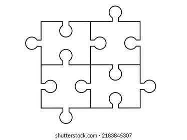 outline square puzzle icon isolated on white background 