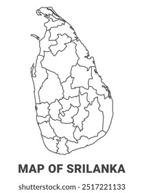 Esquema del mapa de Sri Lanka con los límites de la Ilustración vectorial regional