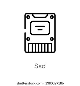 outline ssd vector icon. isolated black simple line element illustration from electronic devices concept. editable vector stroke ssd icon on white background