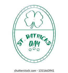 Outline of a st patrick day label with a clover. Vector illustration design