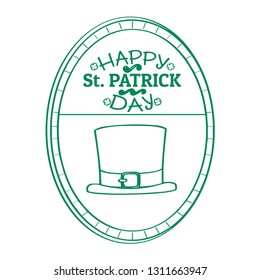 Outline of a st patrick day label with a traditional hat. Vector illustration design